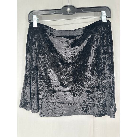 Express Skirt Womens Large Black Velvet Mini Skater Whimsigoth Boho Stretch - Picture 3 of 7